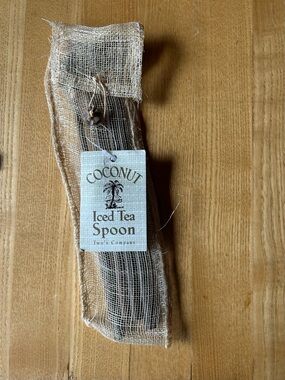 Two's Company Coconut Iced Tea Spoon - Natural Brown and Cream